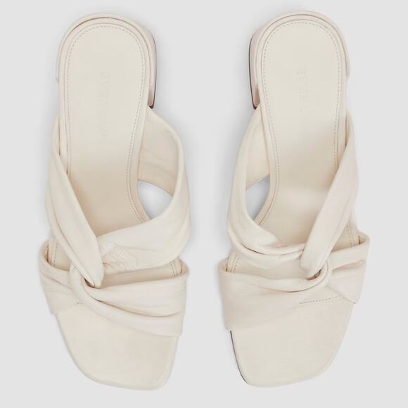 Everlane The Day Twist Heel White Nappa Leather Sandals Size 9 NWOB Block Heel - Picture 2 of 9